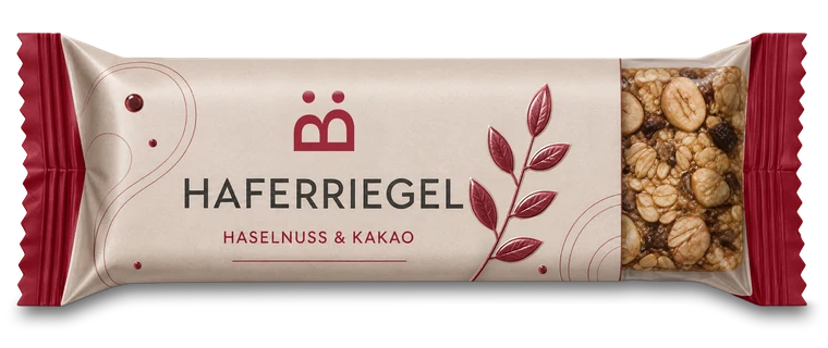 Mock-up: Haferriegel im Flowpack